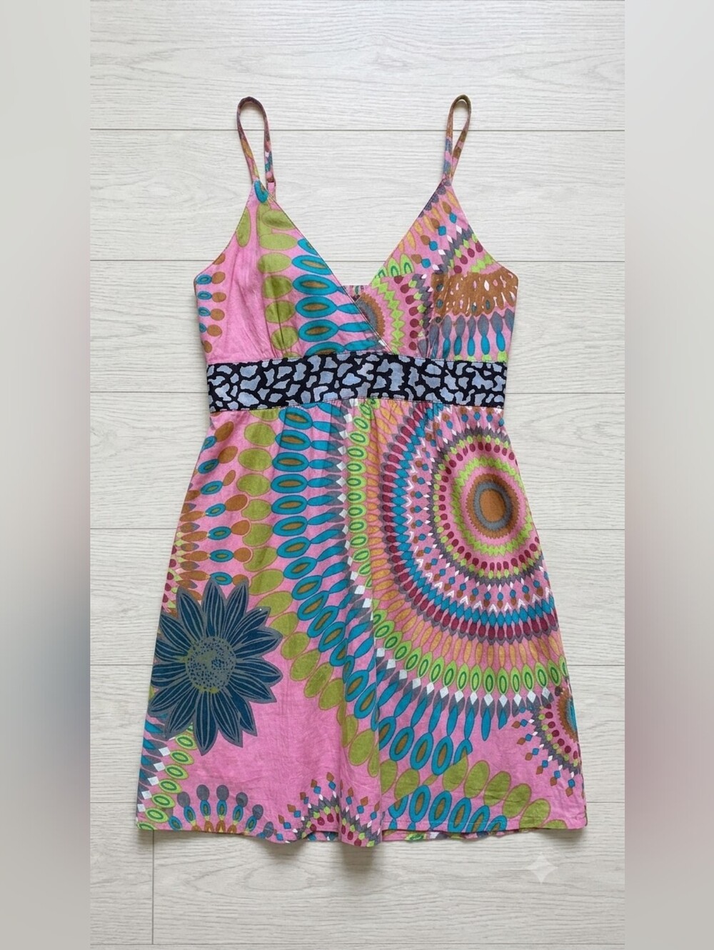 Vibrant Pink Geometric Mandala Spaghetti Strap Sundress - Size L/XL